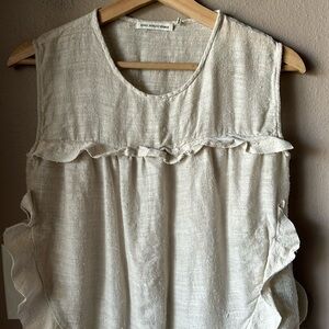 ISABEL MARANT ETOILE Silk Tan Sleeveless Ruffle Blouse